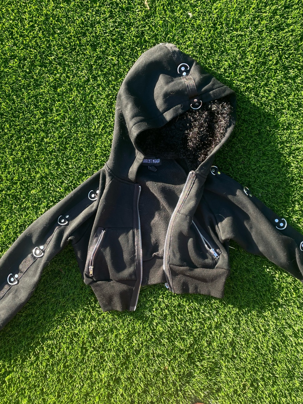 Current Mood Black Hooded Zip-Up Jacket